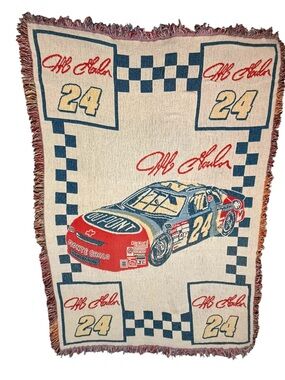 🏁 VINTAGE 90s JEFF GORDON #24 NASCAR WOVEN TAPESTRY THROW 🏁